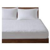 Sleep Philosophy King Mattress Pad, Cotton Mattress Protector Classic Cloud Quilted Bed Cover, All Natural Breathable King Sized Bed, White Color