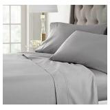 Liz Claiborne Ultra Fit Performance Sheet Set Cotton Sheet Set, Twin Sized Bed, 1 Flat Sheet, 1 Fitted Sheet, and 1 Standard/Queen Pillowcase Gray Color