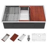 Undermount Kitchen Sink 30 Inch Stainless Steel - Beslend Heavy-Duty 30x19 Inches, 16 Gauge Single Bowl Workstation, 10 Inch Deep Ledge Basin with Customized Accessories for Home Kitchen/Renovation Re