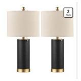 23.4" Black PU Leather Table Lamps for Living Room Set of 2, E26 Socket LED Modern Home Decor Fabric Lampshade Desk Lamp Lighitng for Bedroom, Bedside, Farmhouse, Nightstand, Night Light Two Pack New 