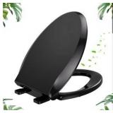 Standard Universal elongated Toilet Seat,Soft Close,Ergonomic Toilet Bowl Seat,Fits for Standard elongated with Thickened Plastic Lid (18.5