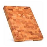 Mahogany End Grain Cutting Board, 17×13×1.6 in – Handmade Butcher Block, Knife-Friendly, Juice Groove, Non-Slip Feet