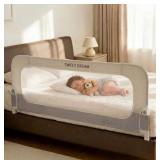 Bed Rail for Toddlers, 59in Folding Toddler Bed Rail Guard with Reinforced Anchor System & Sturdy Metal Frame, Portable Bed Railing for Baby Fits Crib,Twin, Queen & King Bed, Breathable Mesh