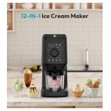 Rellytech Homemade Ice Cream Maker Machine - 12-in-1 Ice Cream Maker with 2 Pint Containers & Lids, Gelato, Sorbet and Frozen Yogurt Maker, Self-Cleaning, Pre-freeze for 24 Hours