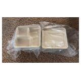Restaurant Style To-Go Boxes - 50-Count - Recycled Paper Material - Three Compartment - Low Profile