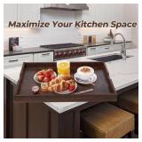 WOLKI Noodle Board Stove Covers for Gas Burners, 30"L x 22"W x 2.4"Th Heavyweight Stove Top Covers for Electric Stove, Buil-in Handles, RV Stove Cover, Wooden Serving Tray, Walnut