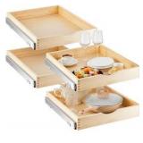 4 Pack Wooden Pull out Tray Cabinet Organizer Gentle Close Roll out Shelves for Kitchen Cabinets Fully Assembled Slide Pantry Shelves (18