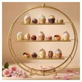 Gold Cupcake Stand 22 Inch Tiered Dessert Stand Large Metal 3 Tier Serving Tray Round Gold Dessert Table Display for Wedding, Birthday Party, Catering Events