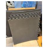Black Foam Floor Mats, Measurements are About 24 inches by 22.5 inches, can be cut to fit your floor, There are 12 Sqaures Included in This Lot, Many of Them Have the Straight Guards At the Edges So Y
