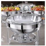 Chafing Dishes for Buffet Set: 100% Pre-Installed Chafers for Catering - Round Chafing Dish Buffet Set with Lids | Chafers and Buffet Warmers Sets | Serving Food Warmer | Chafers Servers Sets, Great f