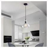 Modern Farmhouse Kitchen Island Glass Pendant Light with Hammered Glass Shade(1 Pack)