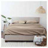 King Microfiber Taupe 4 -Piece Bed Sheet Set - 1 flat - 1 fitted - 2 pillow cases