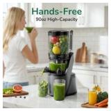 Canoly C16 Cold Press Juicer, 6" Extra Wide Feed Chute, 3-IN-1 Strainers (Juice & Sorbet & Nut Milk), Powerful AC Brushless Motor, Self Precut System, Juicer Machines with BPA-Free (Space Gray) Retail