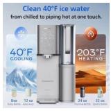 PHILIPS Reverse Osmosis Water Filter Countertop ADD6928DG/37(Cold&Hot), 6-Stage Mineralization Filtration System with Aquaporin Tech, Large Capacity for Family, 6L Tank,1.8L Jug, Reduce TDS,  RETAIL: 