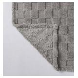 Decorative Plush Throw 50”x60” checker pattern | silver color