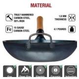 Yosukata Blue Carbon Steel Wok Pan, 13.5-inch Flat Bottom, Pre-Seasoned : Retail $107