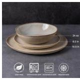 AmorArc Ceramic Dinnerware Sets,Handmade Reactive Glaze Stoneware Plates and Bowls Sets,Highly Scratch Resistant | Dishwasher & Microwave Safe Dishes Set,6 Dinner Plates, 6 Salad Plates, 6 bowls,Servi