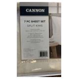 Split King - Solid Ivory Split King 7 Piece Sheet Set - 1 King Flat Sheet - 2 twin xl fitted sheet - 4 king pillow cases - 100% polyester
