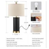 23.4" Black PU Leather Table Lamps for Living Room Set of 2, E26 Socket LED Modern Home Decor Fabric Lampshade Desk Lamp Lighitng for Bedroom, Bedside, Farmhouse, Nightstand, Night Light Two Pack New 