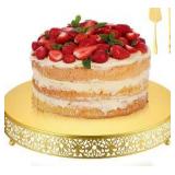 16 Inch Gold Cake Stand Set Metal Round Cupcake Dessert Stand with Cake Cutting, Spatula Wedding Cupcake Pastry Display Candy Holder Display for Wedding Party Birthday Baby Shower(Classic)