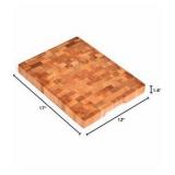 Mahogany End Grain Cutting Board, 17×13×1.6 in – Handmade Butcher Block, Knife-Friendly, Juice Groove, Non-Slip Feet