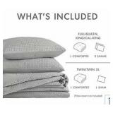 King - Mina Waffle Weave Textured Midweight Comforter Set - 1 comforter 2 shams