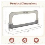 Bed Rail for Toddlers, 59in Folding Toddler Bed Rail Guard with Reinforced Anchor System & Sturdy Metal Frame, Portable Bed Railing for Baby Fits Crib,Twin, Queen & King Bed, Breathable Mesh