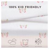 Queen - Laura Ashley Kids - Queen Sheet Set, Soft & Wrinkle-Resistant Toddler Bedding Set, Ideal Girl Room Essentials, Bed Sheets with Matching Pillowcases (Fluttery Friends Pink)