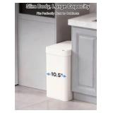 3 Gallon / 50L Touchless Automatic Trash Can, Slim Motion Sensor Kitchen Garbage Can, Stainless Steel, Soft Close Lid, Fingerprint Resistant, Hands-Free, Odor Control, White