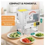 Newhai 200W Commercial Vegetable Slicer Machine Electric Automatic Veggie Fruit Cutter 400lb/h with Conveyor Belt 1-35mm Thickness Adjustable for Cucumber Scallion Green Bean Banana 110volt