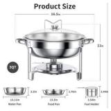 Chafing Dishes for Buffet Set: 100% Pre-Installed Chafers for Catering - Round Chafing Dish Buffet Set with Lids | Chafers and Buffet Warmers Sets | Serving Food Warmer | Chafers Servers Sets, Great f
