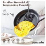 SENSARTE Pots and Pans Set Nonstick, 20 Pcs Induction Cookware Sets, Non-toxic Healthy Non Stick Kitchen Cooking Set with Stay-Cool Handles, PFOA PFOS Free, Black Color