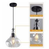 Modern Farmhouse Kitchen Island Glass Pendant Light with Hammered Glass Shade(1 Pack)