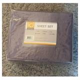 Queen - Cotton Blend Jersey Knit Bed Co Sheet Set Wrinkle Resistant, Soft Sheets with 14" Deep Pocket, All Season, Cozy Bedding-Set, Matching Pillow Case, Queen, Purple 4 Piece