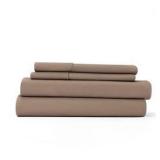 King Microfiber Taupe 4 -Piece Bed Sheet Set - 1 flat - 1 fitted - 2 pillow cases