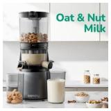 Canoly C16 Cold Press Juicer, 6" Extra Wide Feed Chute, 3-IN-1 Strainers (Juice & Sorbet & Nut Milk), Powerful AC Brushless Motor, Self Precut System, Juicer Machines with BPA-Free (Space Gray) Retail