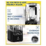 CRANDDI Quiet Commercial Blender with Soundproof Shield, 2200 Watt Professional Blenders for Kitchen with 80oz Jar and Self-Cleaning, High-Speed Blenders K90 Black