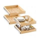 4 Pack Wooden Pull out Tray Cabinet Organizer 21”x21” Gentle Close Roll out Shelves for Kitchen Cabinets Fully Assembled Slide Pantry Shelves (21