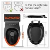 Standard Universal elongated Toilet Seat,Soft Close,Ergonomic Toilet Bowl Seat,Fits for Standard elongated with Thickened Plastic Lid (18.5