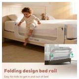 Bed Rail for Toddlers, 59in Folding Toddler Bed Rail Guard with Reinforced Anchor System & Sturdy Metal Frame, Portable Bed Railing for Baby Fits Crib,Twin, Queen & King Bed, Breathable Mesh