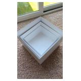 3 Pack Buffet Risers - White Metal Squares - stackable - 11x11, 10x10, 9x9