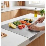 Stainless Steel Cutting Board with Lip,Stainless Countertop Cutting Board with lip, 304 Food Grade Metal Large Steel Chopping Mats for Kitchen Countertop (16"x20")