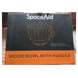 SpaceAid Wooden Bowl with Handle, Kitchen Space Aid Acacia Wood Mixing Bowls Holder for Stand Mixer, Compatible with 4.5 & 5 QT Tilt-Head Models Kitchen, Natural Wood Retail $149 - button needs new sc