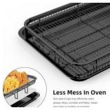 Air Fryer Basket for Oven, OPENICE 18.6" x 12.8" Air Fryer Basket and Tray Set, Extra Large Stainless Steel Air Fryer Pan Crisper Tray for Crisping Fried, Chicken, Bacon - Black