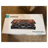 CUSIMAX Raclette Grill Electric Grill Table Portable 2 in 1 Korean BBQ Grill Indoor & Cheese Raclette, Reversible Non-stick plate, Crepe Maker with Adjustable temperature control and 8 Paddles, New in
