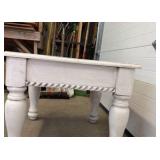 Vintage End Table With One Drawer, Painted White and Distressed