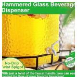 2 Pack 5 Gallon Glass Water Drink Dispenser for Party, Hammered Glass Beverage Dispenser, Water Jug Container with Stainless Steel Spigot for Parties, Weddings, Catering, Lemonade, Iced Tea