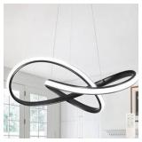 Chandelier Ring Light Fixture 19.5” Black with 3000K-6000K Dimmable Remote Control and 79in Height Adjustable for Dining Room Bedroom Living Room