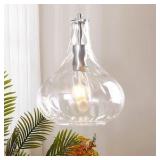 Modern Farmhouse Kitchen Island Glass Pendant Light with Hammered Glass Shade(1 Pack)