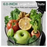 Canoly C16 Cold Press Juicer, 6" Extra Wide Feed Chute, 3-IN-1 Strainers (Juice & Sorbet & Nut Milk), Powerful AC Brushless Motor, Self Precut System, Juicer Machines with BPA-Free (Space Gray) Retail